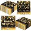 48 Pcs Happy New Year Napk 2026 New Years Eve Party Supplies Black Gold Disposable New Year Paper Napkin for New Years Table Decorations