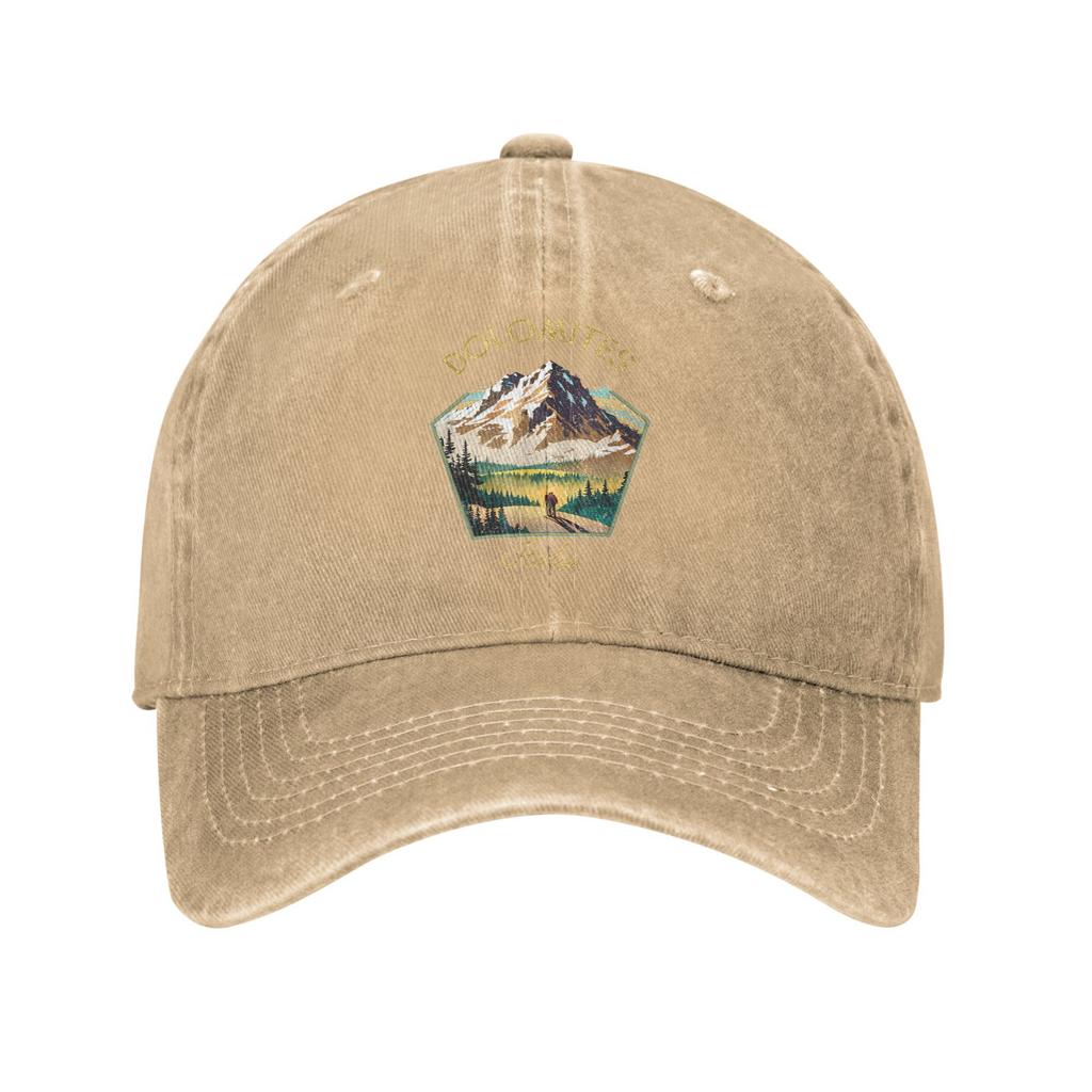 Dolomites Italy Mountains Baseball Cap Retro Distressed Cotton Climbing Hiking Headwear Unisex Outdoor Adjustable Fit Hats Cap