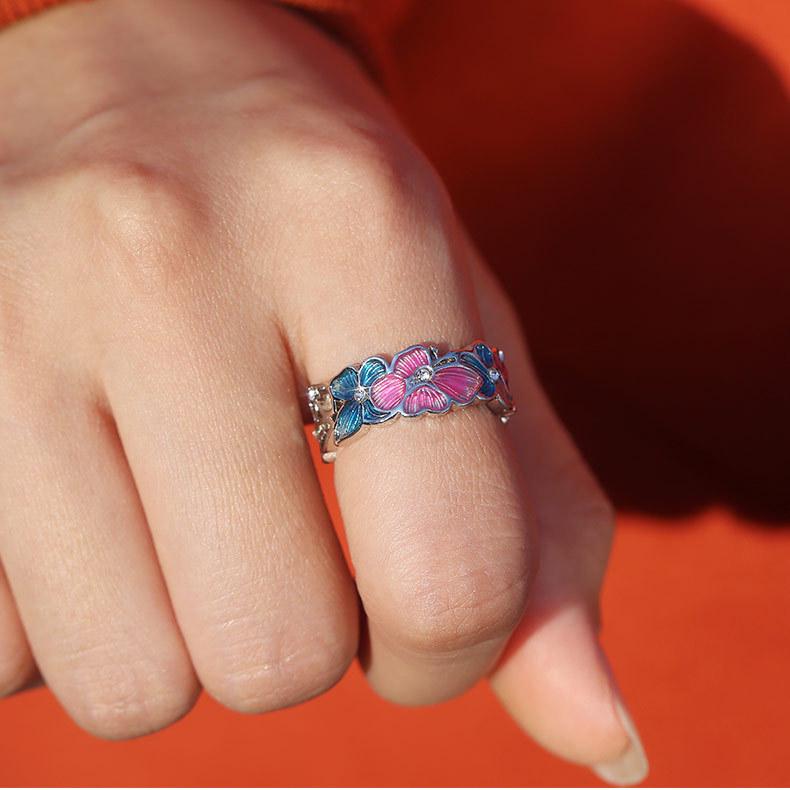 Women's Fashion Flower Butterfly Oil Ring, Product