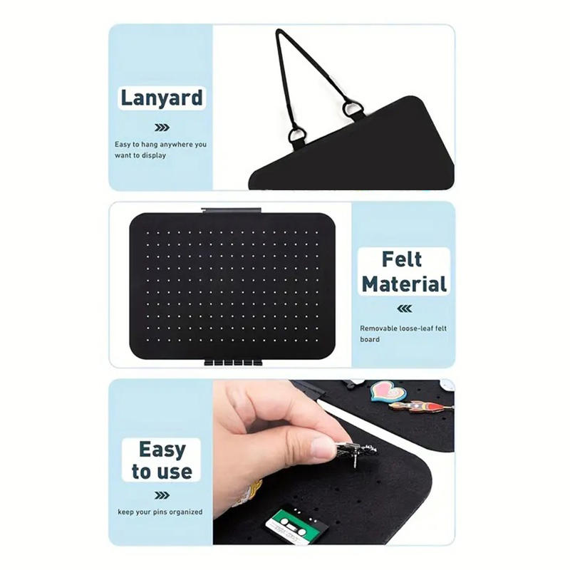 Felt Jewelry Hanging Enamel Lapel Pin Display Board Wall Mounted Badge Collection Holder Organizer with Slots for Necklace Earrings