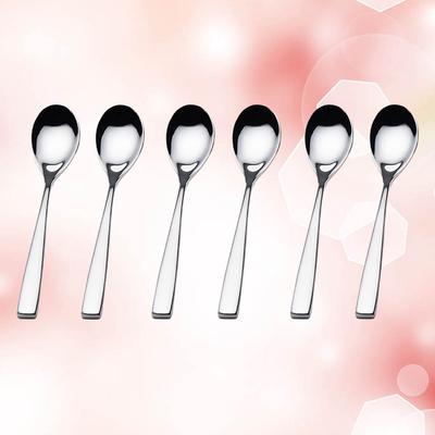 6 Pcs Beverage Mixing Stick Serving Spoon Small Spoons Dinner Soup Ladle Stainless Steel Teaspoons Coffee Square Handle