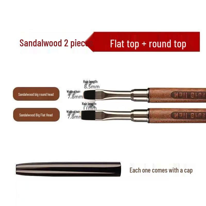 Sandalwood Manicure Gel Pen Set: Large Round, Flat & Square Heads for Nail Technicians