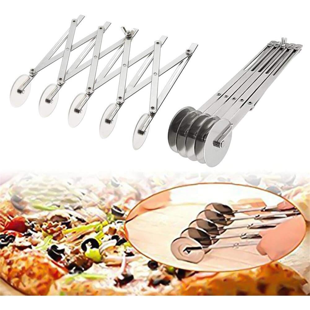 AMRINUGL 5-Wheel Adjustable Dough Cutter, Stainless Steel, 24.5 Cm, Silver, Pastry Divider for Baking