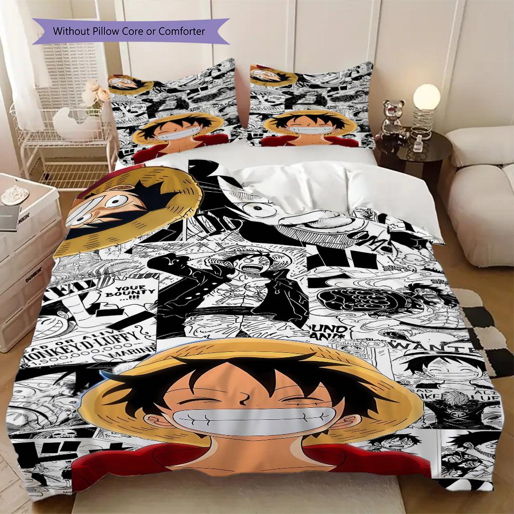 D. Luffy Anime Puzzle Soft Comfortable Duvet Cover, Children's Bedding Set Gift, Various Sizes Available LXR161
