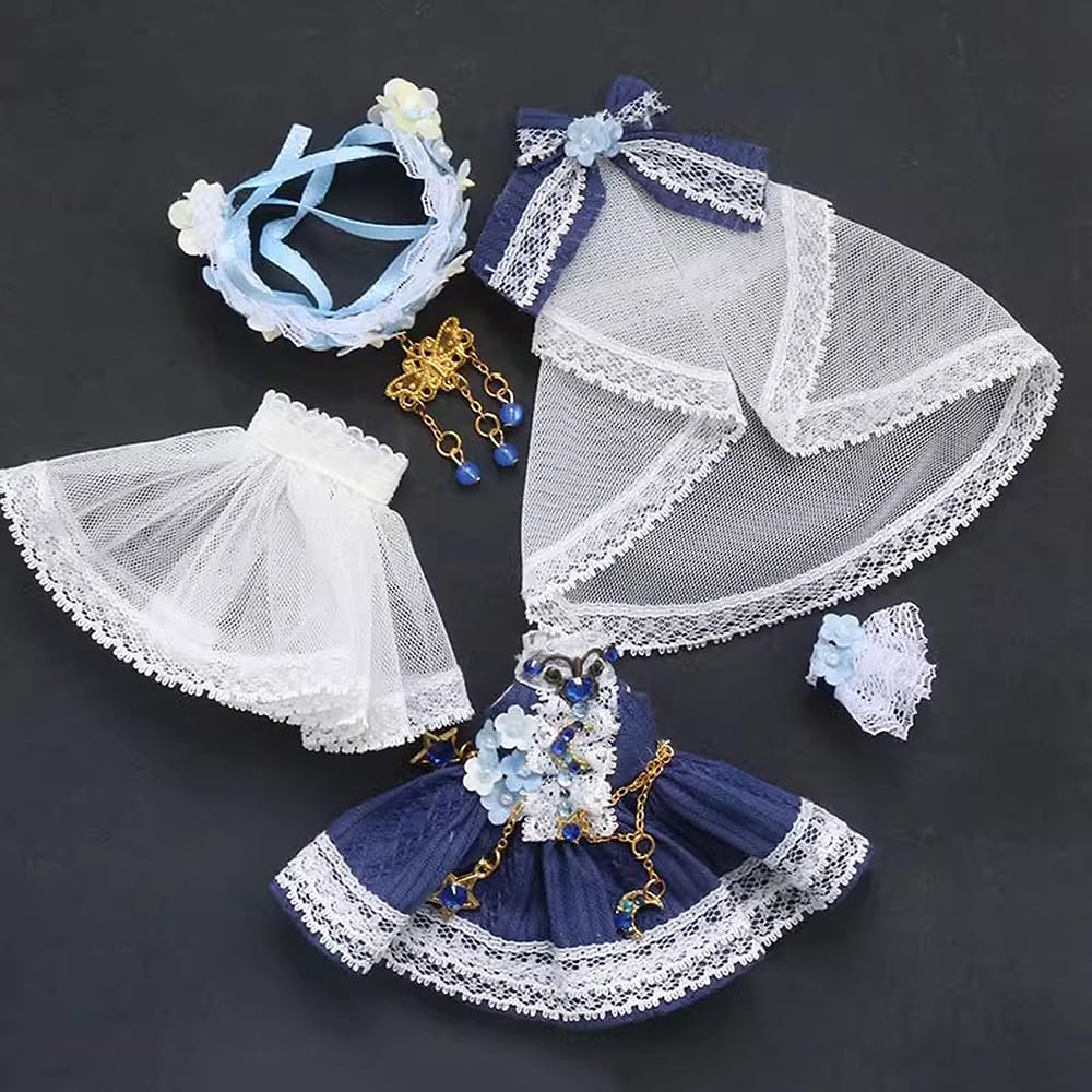 

Obitsu 11 OB11 Size Outfit Set for Obitsu Dolls (11cm Body), Princess Dress, Lolita Style, 5-Piece Set (Navy)