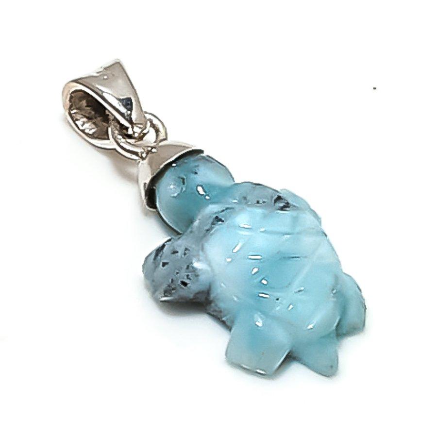 

Natural Larimar Gemstone Handmade 925 Sterling Silver Jewelry Pendant 1.10 Q9R16