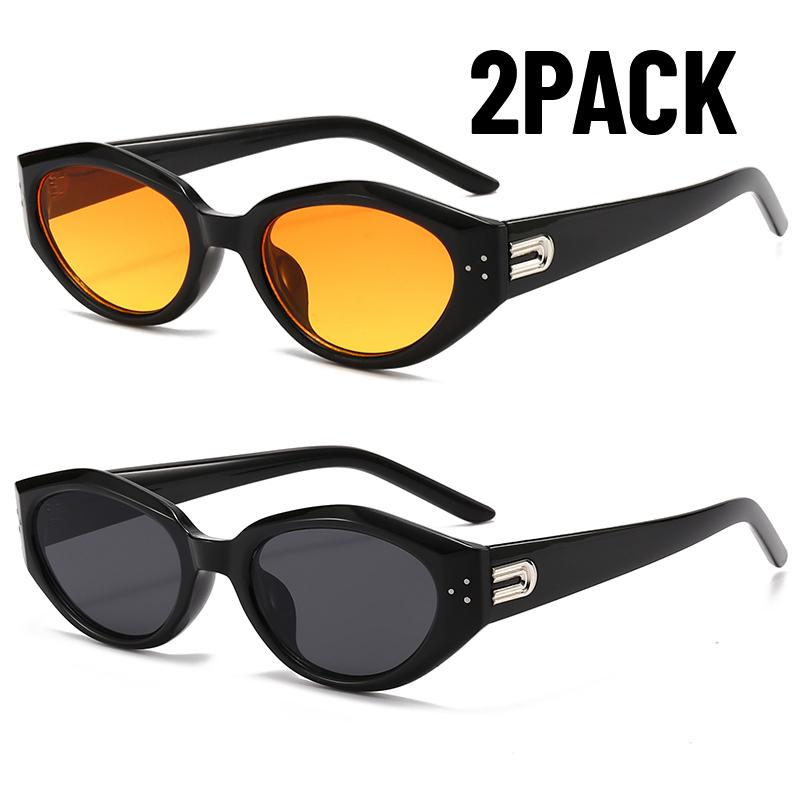 2PACK New Y2K Small Square Sunglasses Women Cat Eye Brand Sunglasses Fashion Trendy Outdoor Goggles Men Punk Sports Sun Glasses