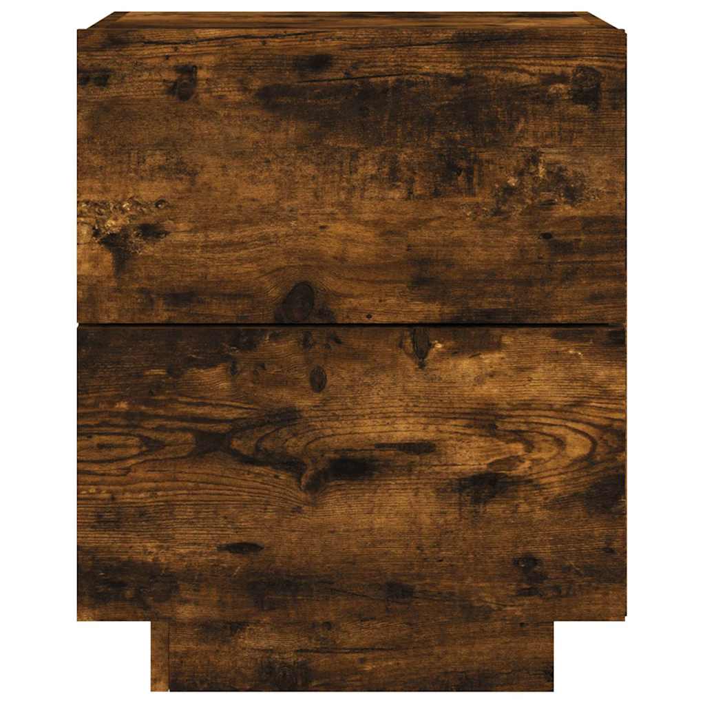 Nightstand with LED Lights Smoked Oak Wood Material