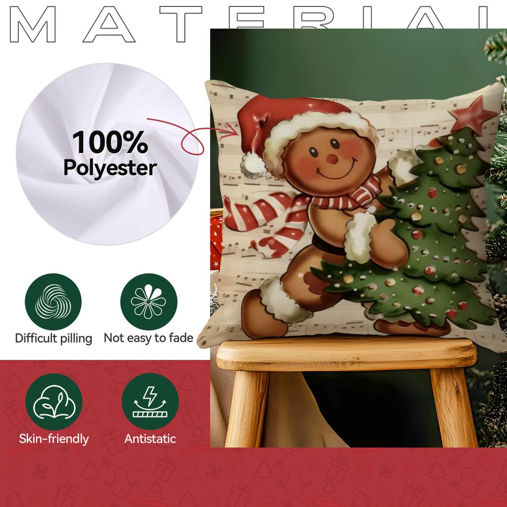 Christmas Gingerbread Man Pillowcase Printed Polyester 40/45/50cm Throw Pillowcover Decor Sofa Cushion Pillowslip Home Decor