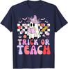 Trick Or Teach - Funny Halloween Floral Ghost Design Unisex T-Shirt