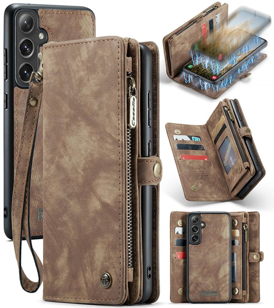 Для Samsung Galaxy S24+ Чехлы для телефона CASEME Кожаный чехол со съемным кошельком и ремешком