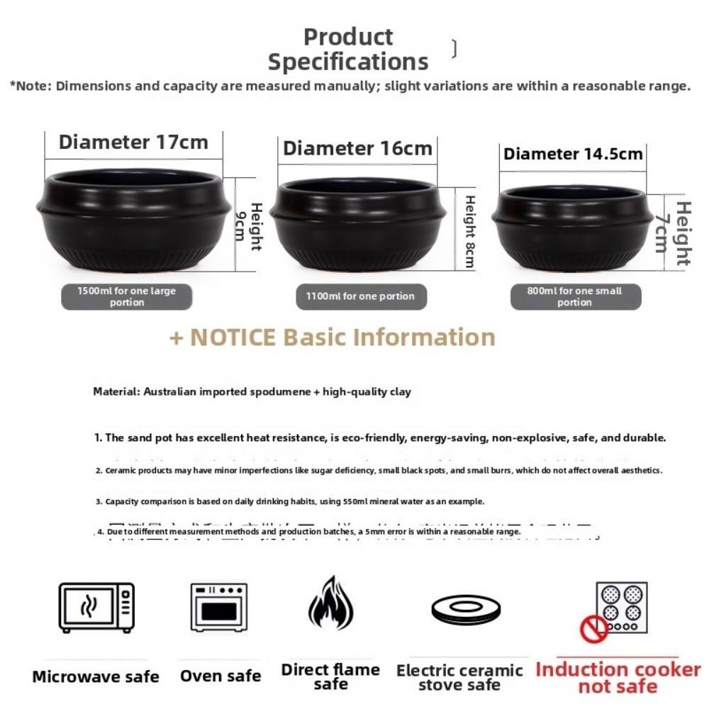 with Tray Korean Stone Pot Thickened Cooking Soup Pot Durable Mixed Rice Stone Pot  Commercial Use