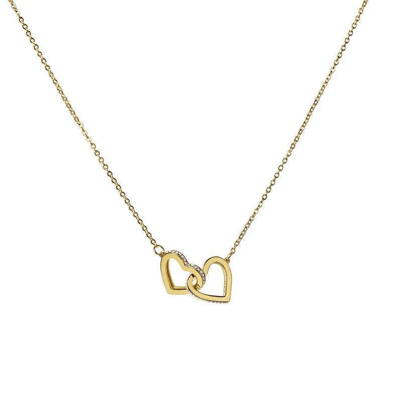 

Cross-border Double Heart Necklace: Elegant Peach Heart & Double Ring Pendant Clavicle Chain for Women - Perfect Christmas Gift