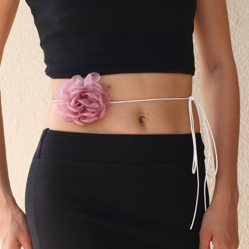 Vintage Big Flower Choker Necklace for Women Gifts Elegant Lace-up Rope Chain Necklace Fashion Jewelry Accessories