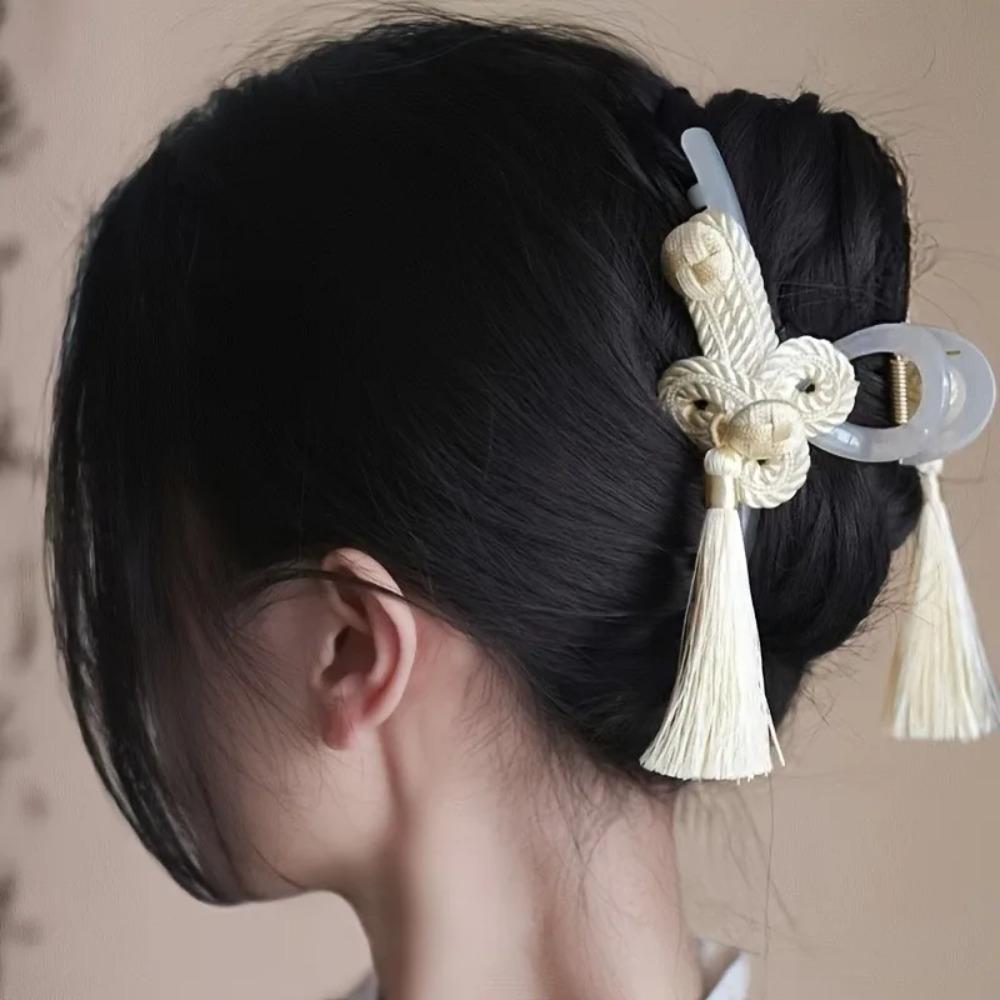 Acryl Handgewebte Quaste Clip Elegante Haarspangen für Cheongsam Hanfu Geflochtene Hochsteckfrisur
