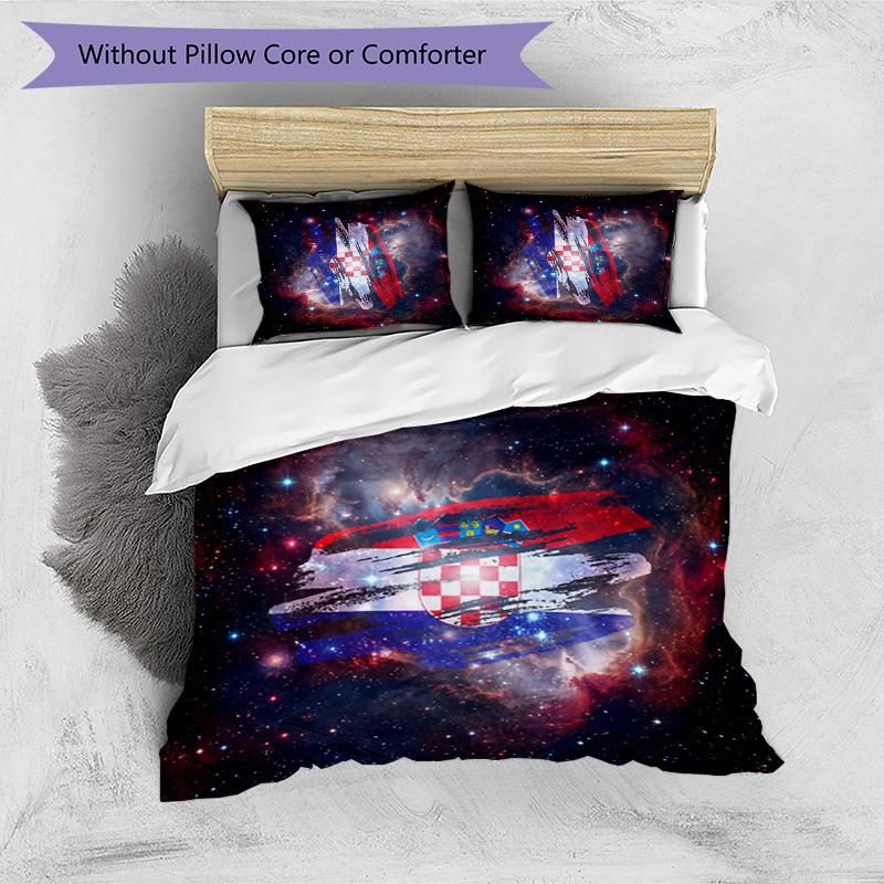 Croatia Football Printed Bedding 3 Piece Set Cozy Breathable Bed Cover Set as Housewarming Holiday Gift
