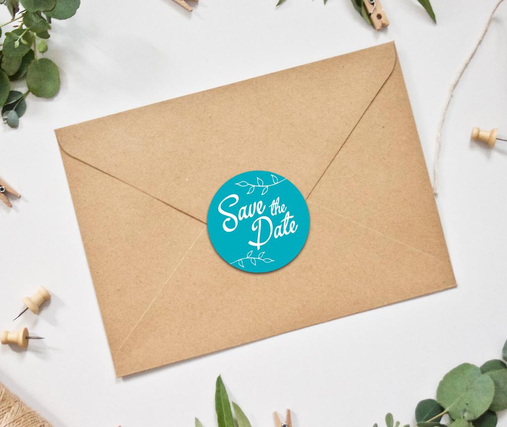 Darling Souvenir DIY 45 Pcs Dark Brown Leaf Vines Save The Date Stickers Round Envelope Seal-1.6