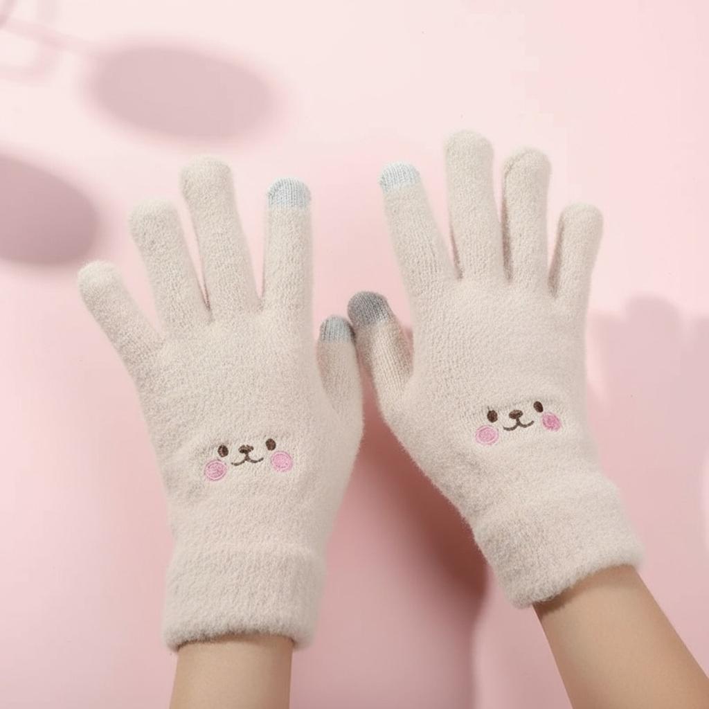 Warm Gloves, Plush Gloves, Split Finger Gloves, Thickened, Cold Resistant Gloves, Cycling, Touch Screen, Knitted, Warm Gloves