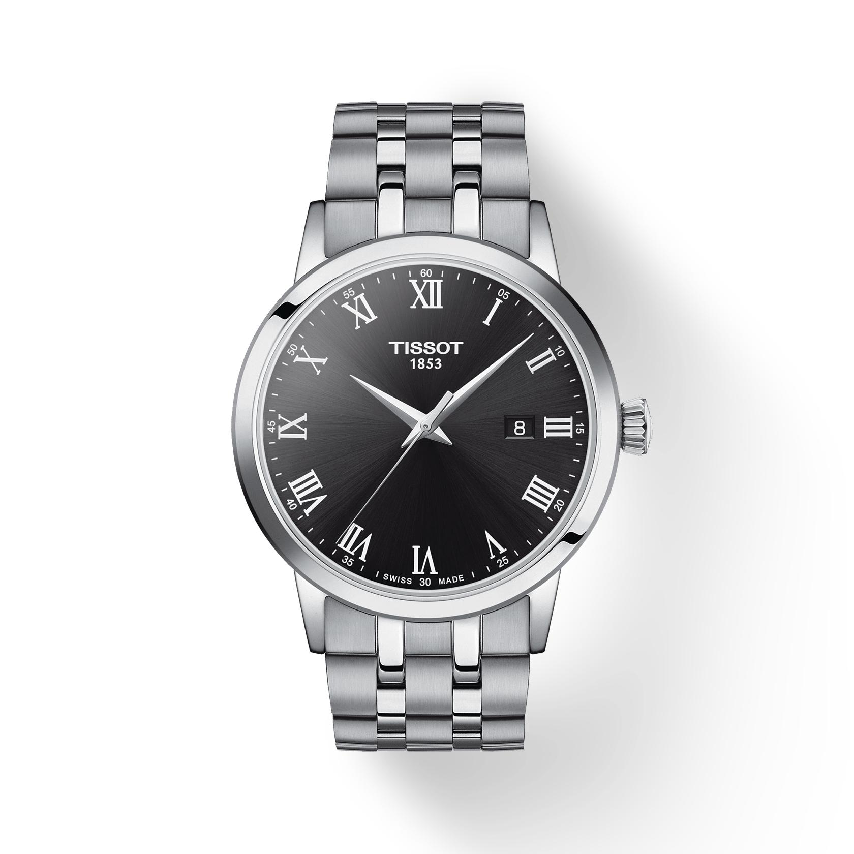 

Чоловічий модний годинник Tissot з нержавіючої сталі, чорний циферблат T129.410.11.053.00 чорний