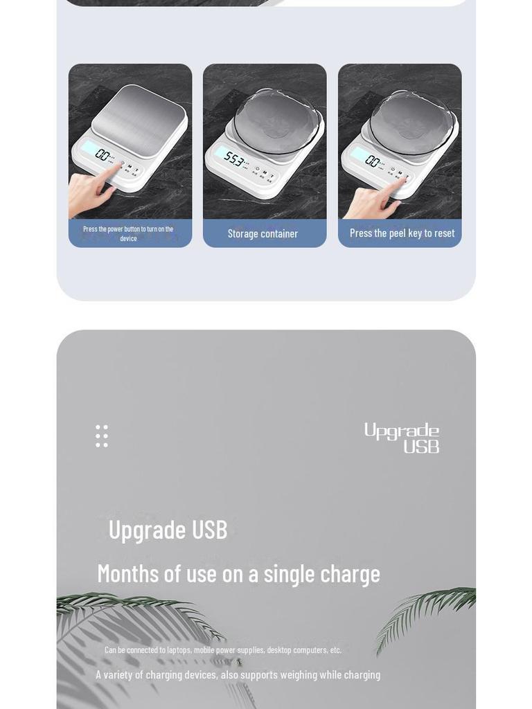 Beiyue High-Precision Stainless Steel Kitchen and Coffee Scale - 0.1g Accuracy