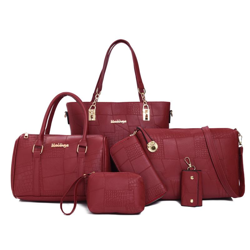 Damentasche, neues Krokodilmuster glänzend fünfteiliges Set, Mutter-Kind-Tasche, Damen Messenger Bag mit großem Fassungsvermögen, Schultertasche, Handtasche.