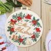 Merry Christmas Handmade Sewing Art Craft Kit with Pattern Cotton Threads Needles Hoop Embroidery Starter Kit for Beginners