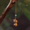 Carved Green Sandalwood Deer Pendant Keychain Accessory