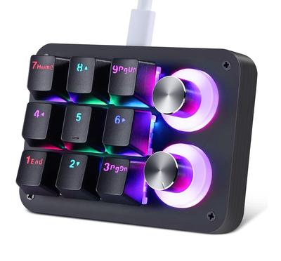 Koolertron Device Macro Mechanical Macro Windows Mac Compatible Left-Hand Keyboard, One-Hand Keyboard, Programmable, 4-Layer Design, Function, RGB,