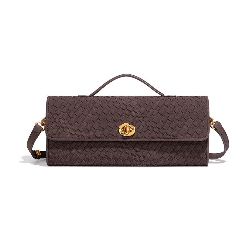 New autumn and winter cross-border frosted handbag, high-end fashion vintage baguette bag, purely hand-woven women s bag