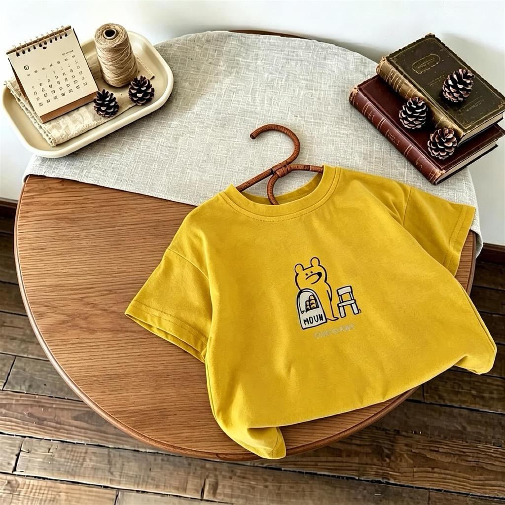 Summer Clothing Printed Cartoon Tshirt For Girl And Boy Simple Fashion Korean Children Short Sleeve Tops Tees Crewneck Tshirts
