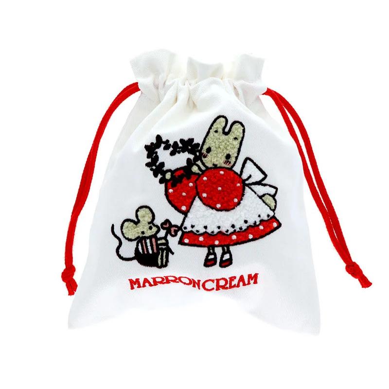 Sanrio Marron Cream Doubl Sagara Embroidered Drawstring Bag ( Retro ) NEW