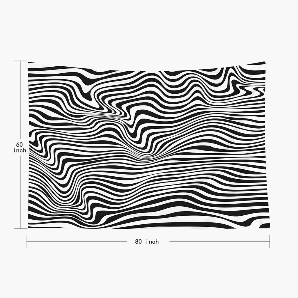 Black White Relief Tunnel Optical Illusion Tapestry 60X50Inches Wall Art Tapestries Hanging For Dorm Room Living Home Decorative