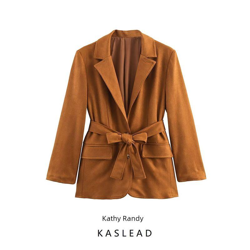 Kaslead New Women clothes Western Style Simple and Versatile Fashion Waist Hugging Blazers