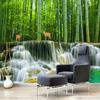 Custom Any Size Mural Wallpaper Bamboo Forest Waterfall 3D Scenery Wall Painting Living Room TV Sofa Bedroom Study 3D Wall Paper