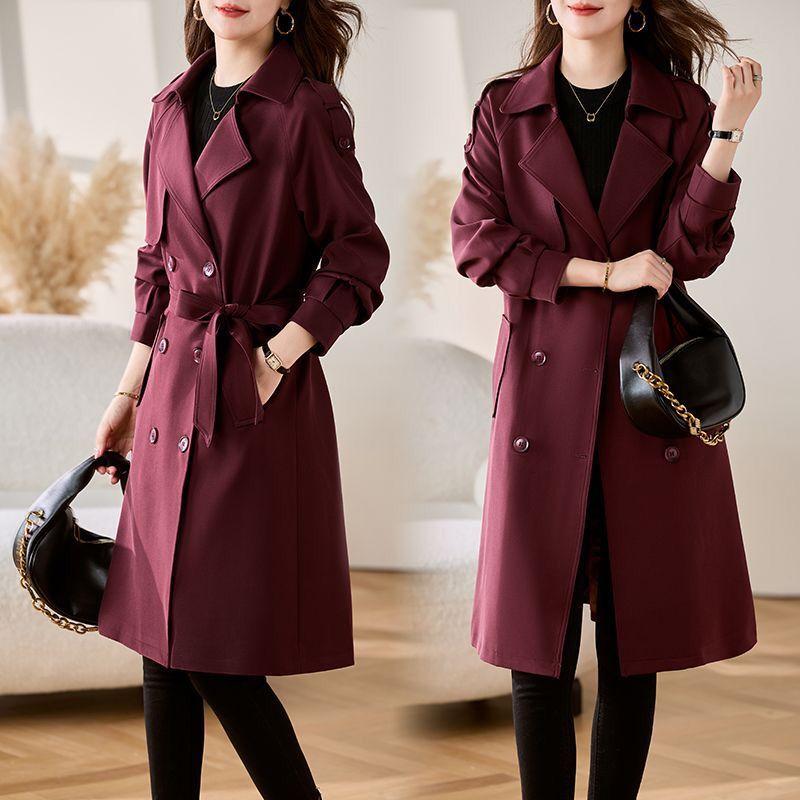 Fashion Spring Slim Long Windbreaker Coat Women Chic Overcoat