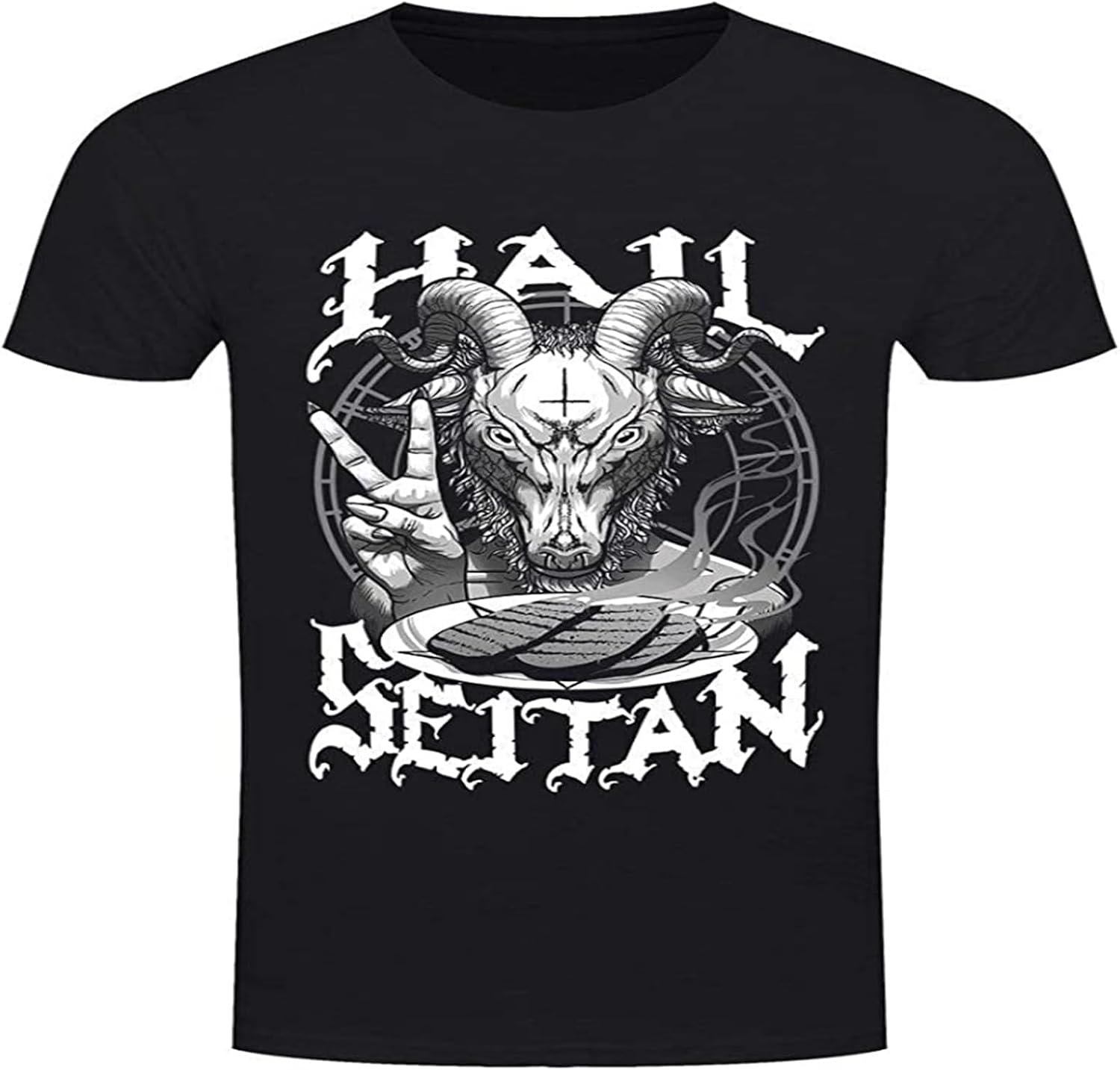 Hail Seitan Vegan Vegetarian Pullover Short Sleeve Top Men s O-Neck T-Shirt XXL чёрный