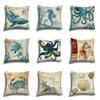 Linen Pillowcase, Marine Life Printing Cushion Cover 40x40 50x50 60x60, Suitable for Bed Car Sofa, Pattern Can Be Customized