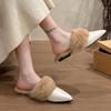 Winter Neue Baotou Hausschuhe Damenmode Spitze Plus Fleece zum Hineinschlüpfen Weiche Sohlen Rutschfest Bequeme Hausschuhe