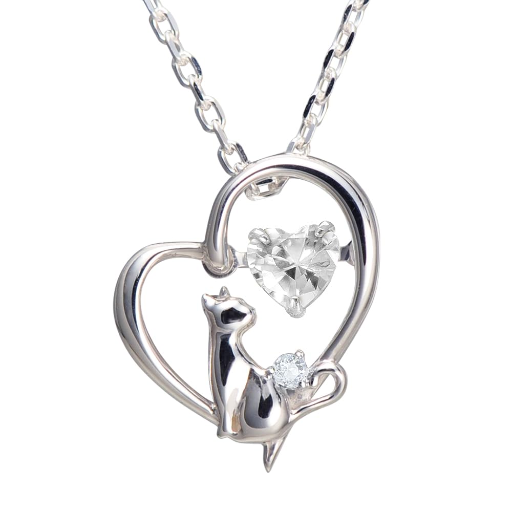 

Necklace for Dancing Choice of Birthstone Blue [Future Angel] Women, Heart, Cat, Stone, Silver, [White] (June Moonstone) сірий колір