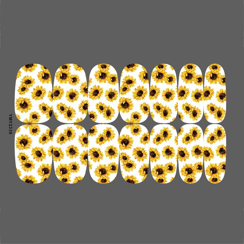 Bright Sunflower Waterproof Nail Stickers - Long-Lasting, Cute, Full-Cover Ins Style