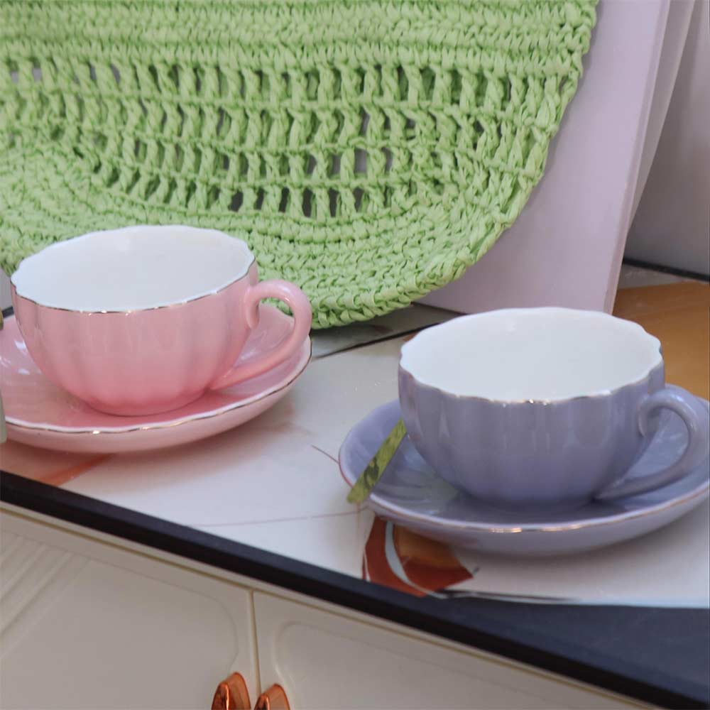 Ceramic Coffee Cup Spoon Plate Set Gold Trim Tea Cups Coffee Ware Afternoon Tea Set  Afternoon Tea