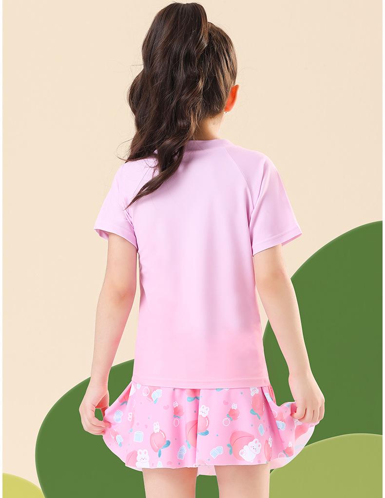 2026 Nieuwe Sneldrogende Gesplitste Zwempak Set voor Meisjes, Zwemkleding met Zonbescherming voor Leeftijden 7-12