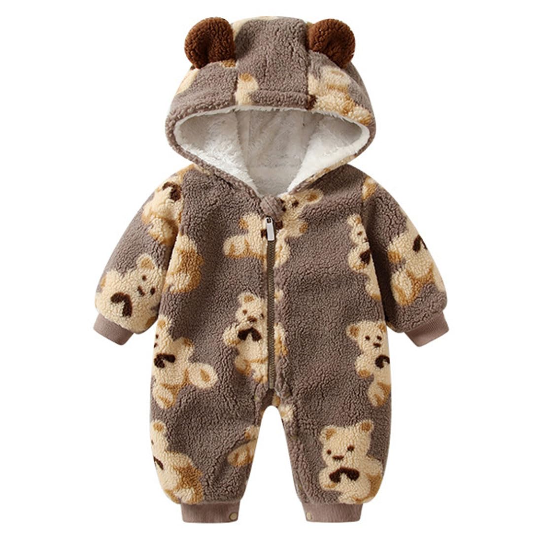 

Baby Bear Open Fluffy Cold X35 [SLINX] Комбинезон, Одежда, Комбинезон, Кигуруми, Передняя часть, Осень/Зима, Комбинезон, Боа, Защита, Толстый, Теплый, С капюшоном, коричневый
