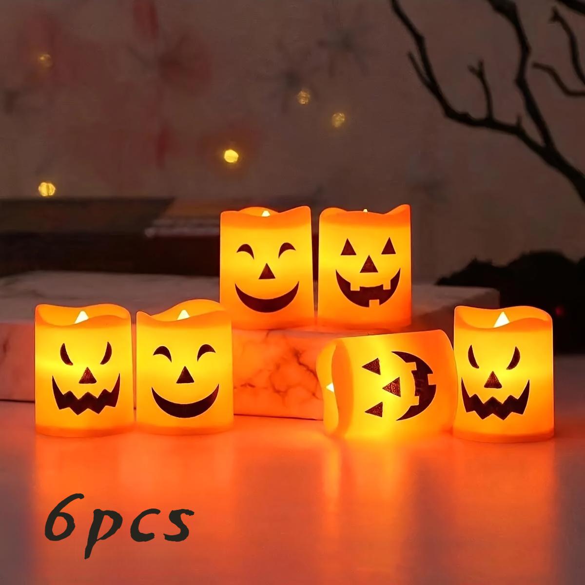

6pcs Halloween Ghost Face CandleLEDPumpkin Candle Lights Are Suitable for Halloween Scene Layout Festival Atmosphere Decoration
