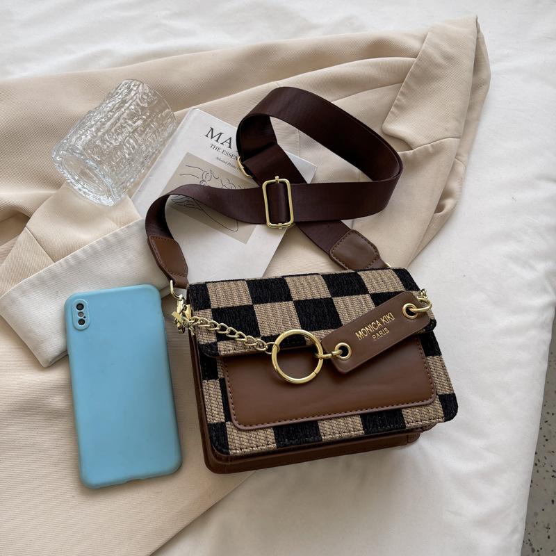 Tasche Damen Umhängetasche Kleine Tasche Neu beliebt trendig vielseitig Frühling und Sommer Fortgeschrittener Sinn Nische Schachbrett kleine quadratische Tasche