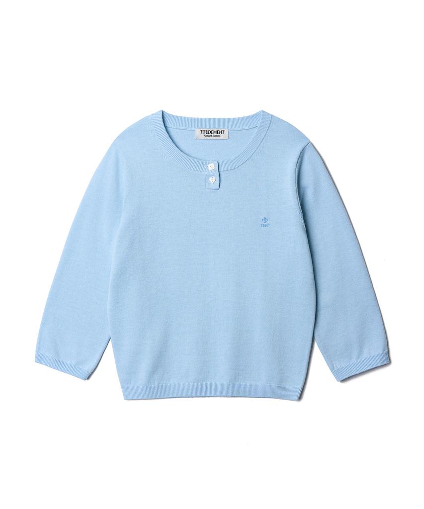 TTUDEMENT Daily 3/4 Sleeve Knit Top_Light Blue