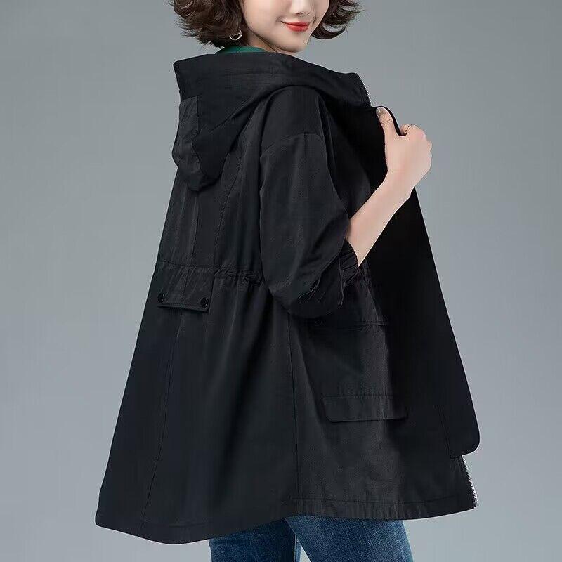 Women's Mid-Length Drawstring Trench Coat - Double-Layer, Casual, and Versatile for Spring/Autumn