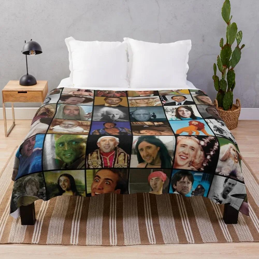 Nicholas Cage Pattern - Nicolas Cage - Nick Cage Nic Throw Blanket Large Comforter Blankets 30x40in