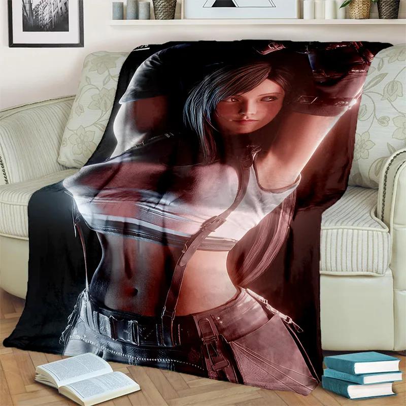 3D Tifa Aerith Sexy Lace Girl Game Cartoon Blanket,Soft Throw Blanket for Home Bedroom Bed Sofa Picnic Office Cover Blanket Kids