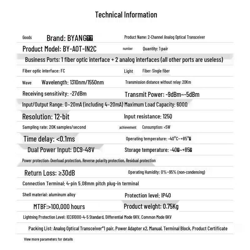 BOYANG Industrial Multi-Channel Fiber Optic Transceiver